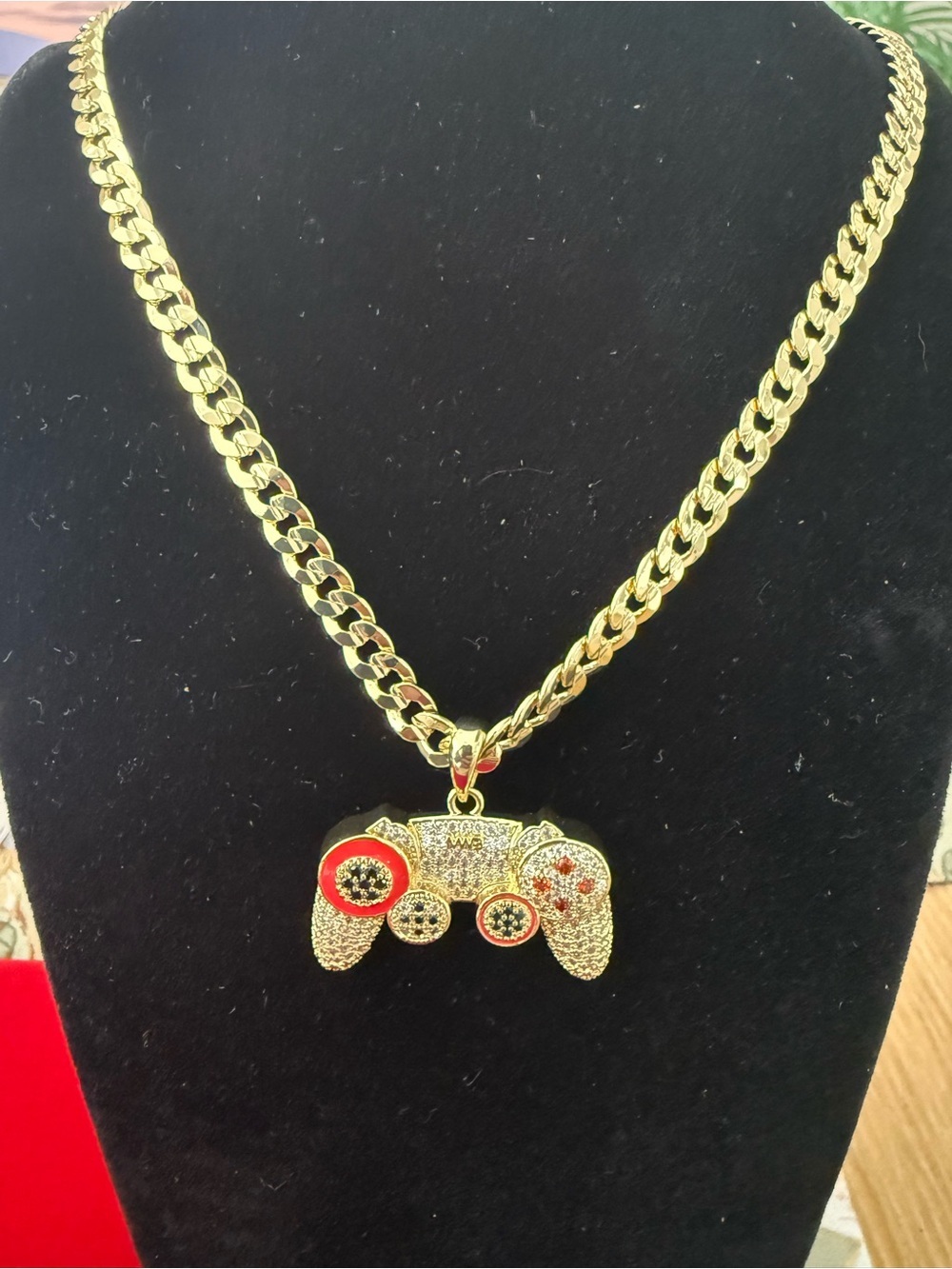 23 Inch 5mm Cuban Link Necklace with PlayStation Controller Pendant 18k dipped